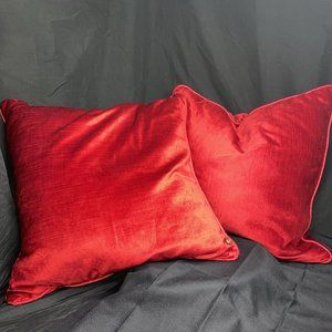 Pier 1 Red Crushed Velvet Down Pillow Set Of 2 20x20 ID 1032